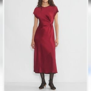 WILFRED ARITZIA Nicolette Satin Red Maxi Dress Small